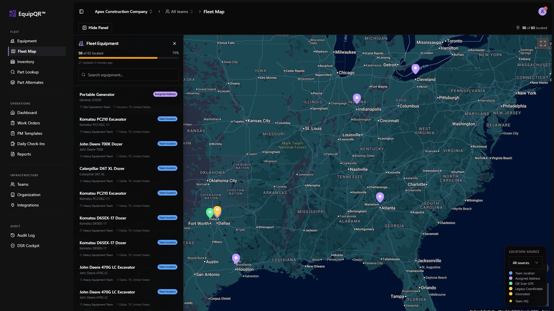 Fleet Map location source filter