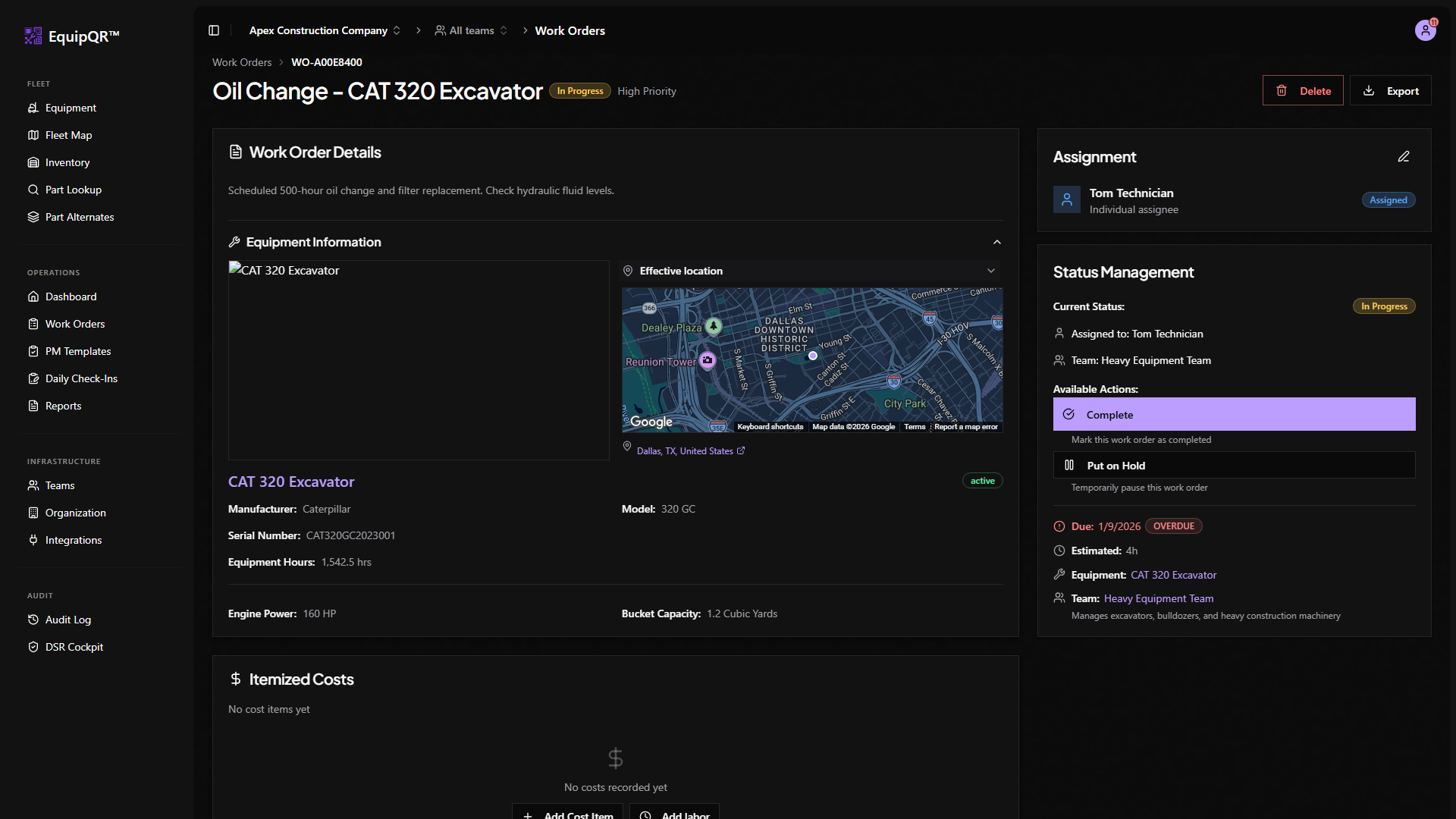 Work order location map