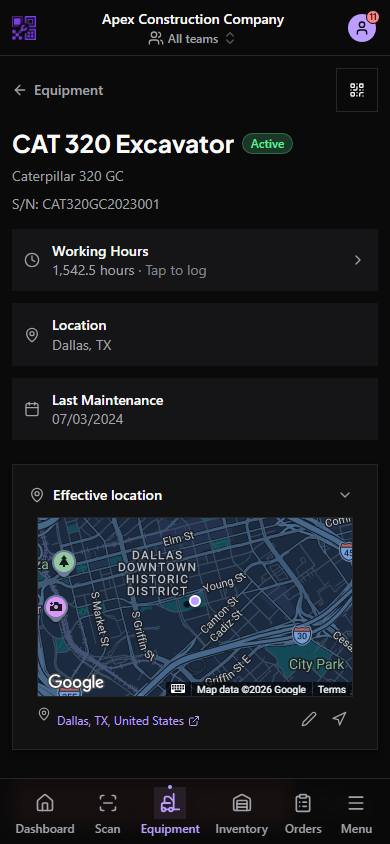 Mobile inline address actions
