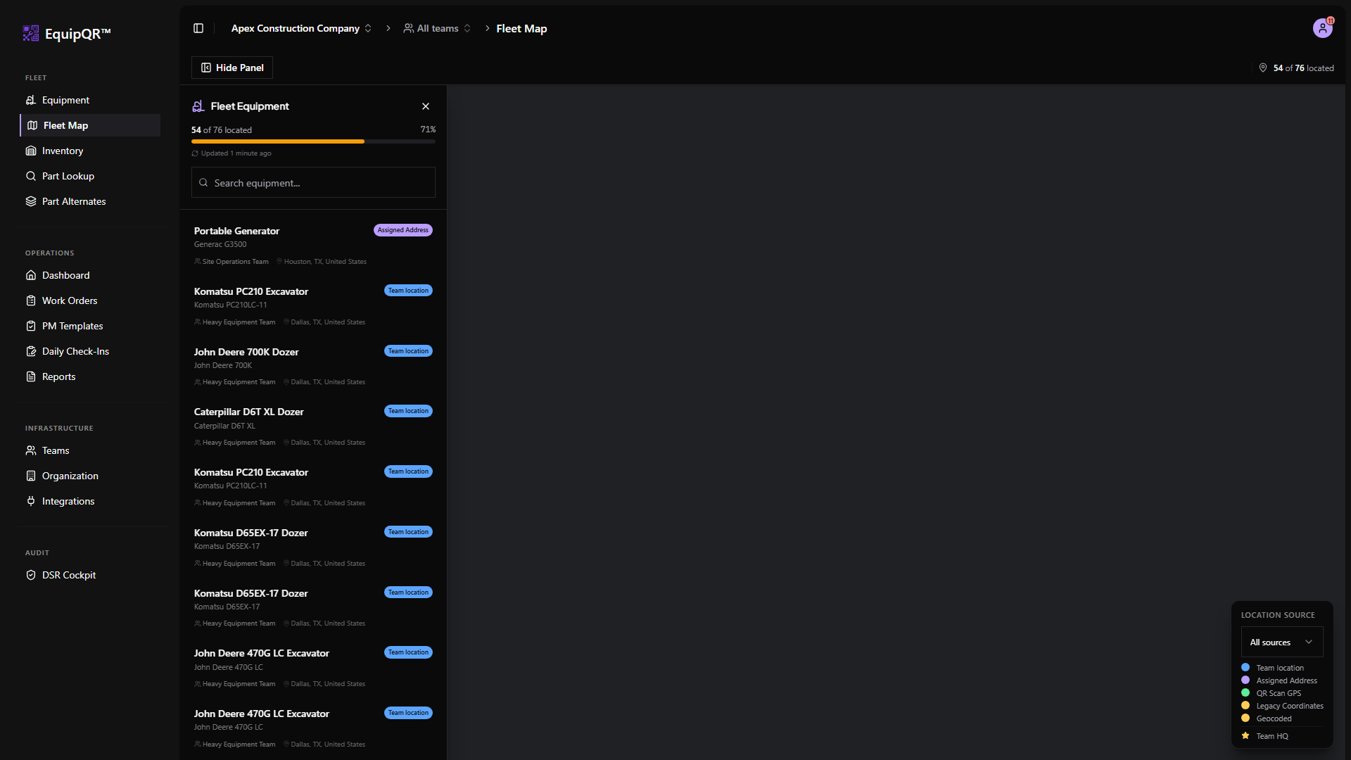 Fleet Map from the sidebar